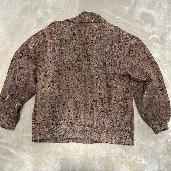 Pelle Print Leather Leopard Bomber Jacket Coat Brown Vintage Size Small - Picture 5 of 16
